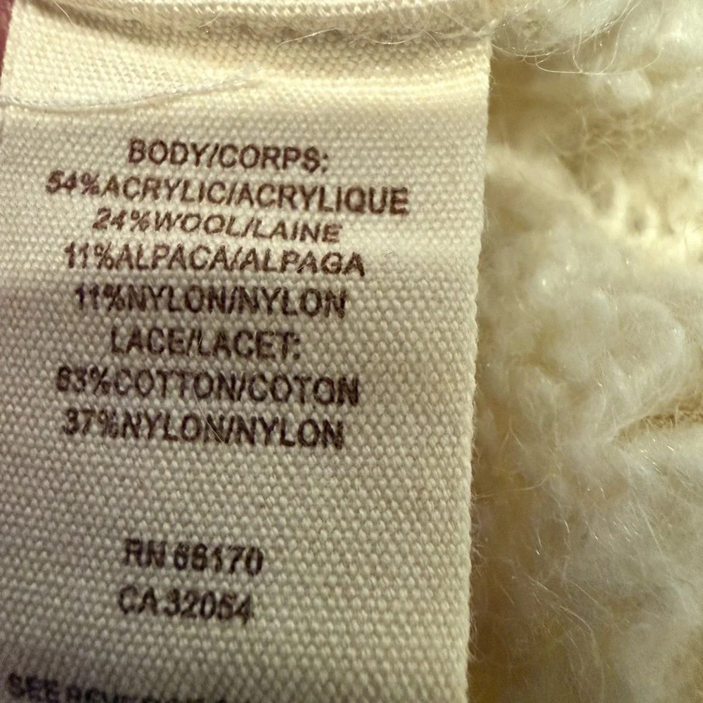 Free People Honeysuckle Years Lace Panel Crochet Wool Alpaca Blend Cardigan Sz L